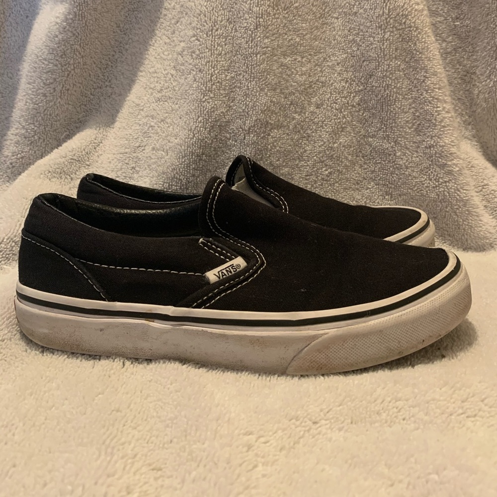 Kids Size 3 Used Black Slip On Vans